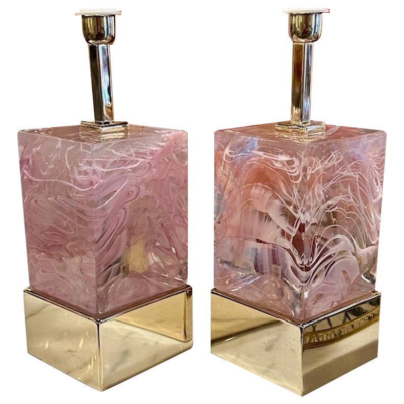 Pink Murano Block Lamps