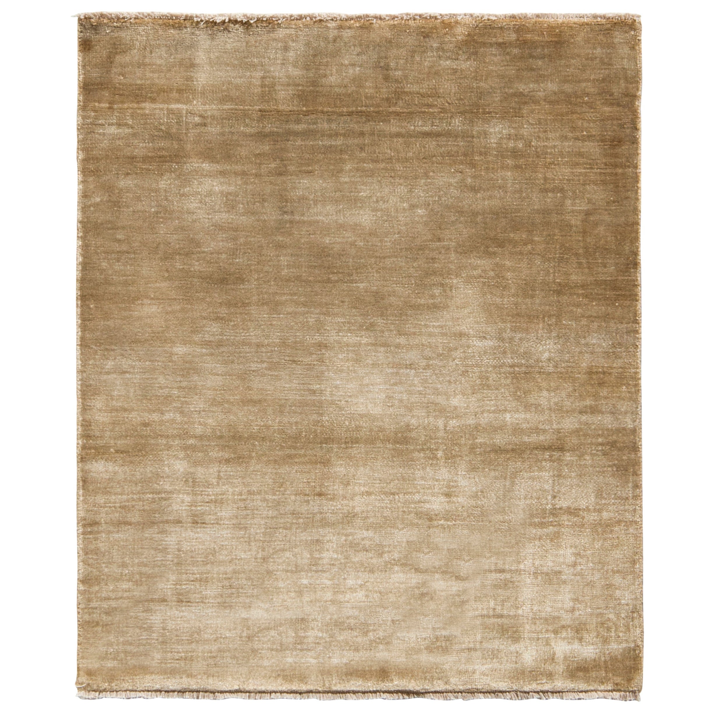 Contemporary Rug in Solid Beige Brown Open Field by Rug & Kilim  For Sale