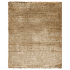 Contemporary Rug in Solid Beige Brown Open Field by Rug & Kilim 