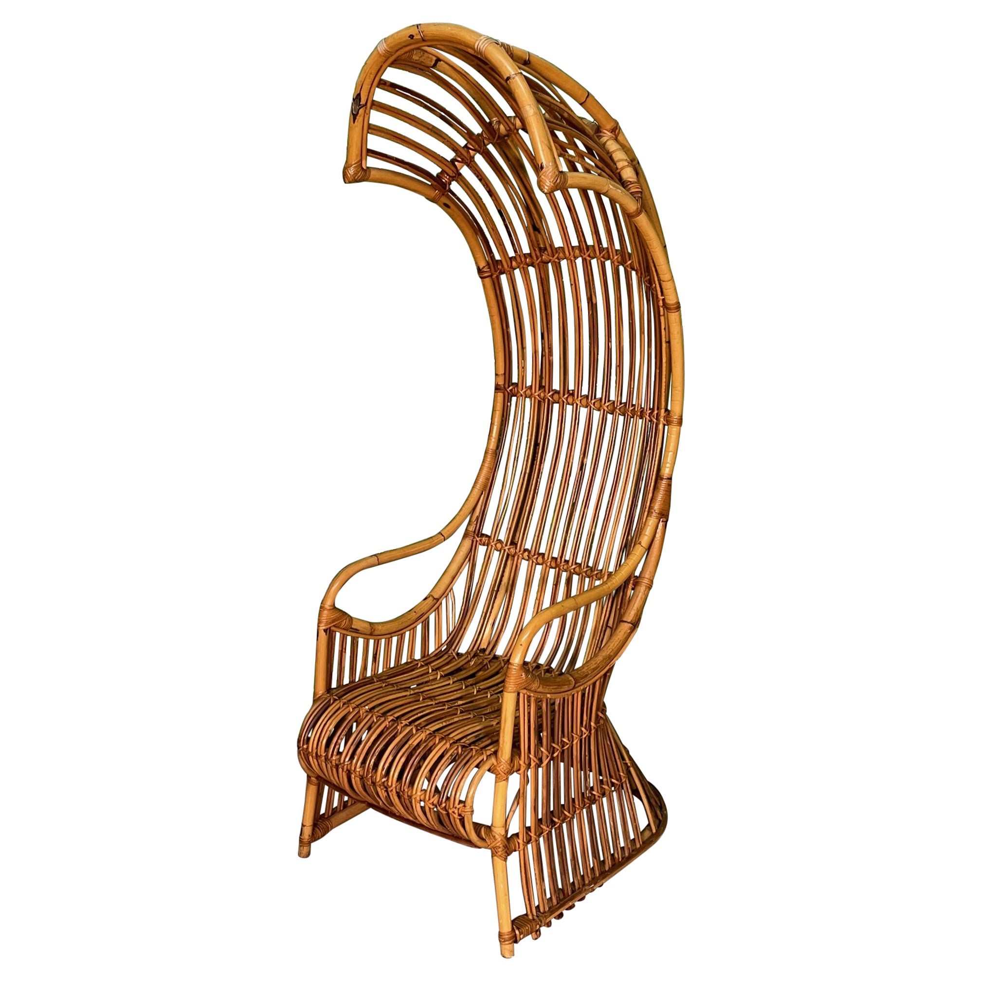 Porters-Stuhl aus Rattan in der Art von Franco Albini