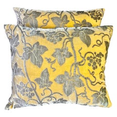 Rare Mariano Fortuny Gold Metallic Printed Velvet Pillows