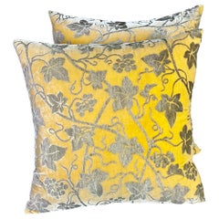 Rare Pair of Edera Patterned Fortuny Velvet Textile Pillows