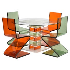 Vintage Lucite Z Table and Z Chairs by Shlomi Haziza for H Studio