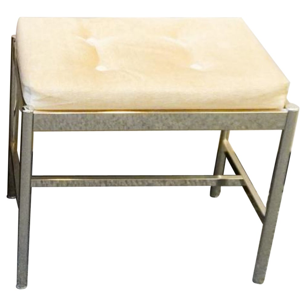 George Koch Sons Chrome-Plated Steel Silk Velvet Upholstered Stool / Bench For Sale