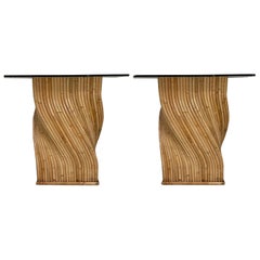 Retro Organic Modern Pencil Bamboo Table Bases / Pedestals / Console Tables - Pair