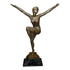 Vintage Signed Art Deco After Demetre Chiparus Bronze Sculpture "Kapurthala Dancer"