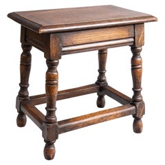 Antique 19th Century English Oak Pegged Joint Stool Side Table