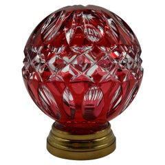 Antique French Ruby To Clear Cut Glass Newel Post Finial 