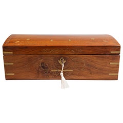 19th Century French Oak & Boulle Marquetry Jewelry Box, Lock & Key, circa 1880
