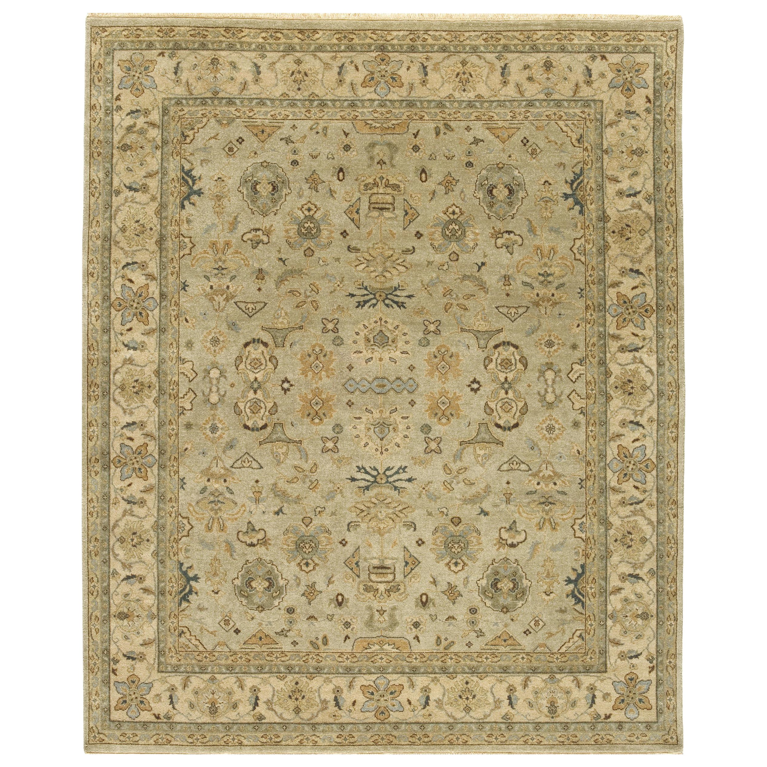 Luxury Traditional Hand-Knotted Mahal Opal & Cream 11x19 Rug For Sale