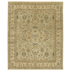 Tapis Mahal de luxe traditionnel noué à la main, opale et crème 11x19