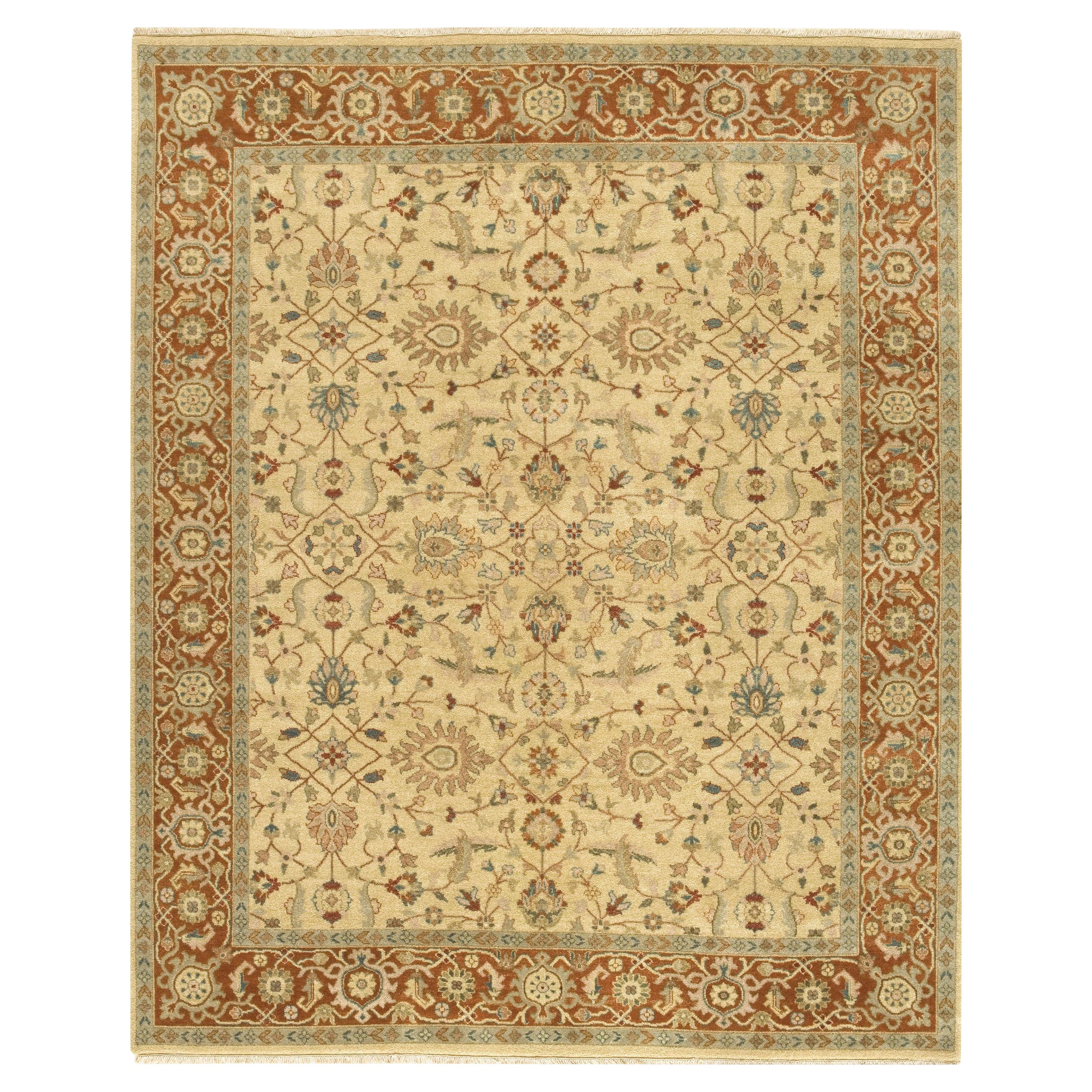 Luxury Traditional Hand-Knotted Oushak Liight Gold & Rust 10x16 Rug For Sale