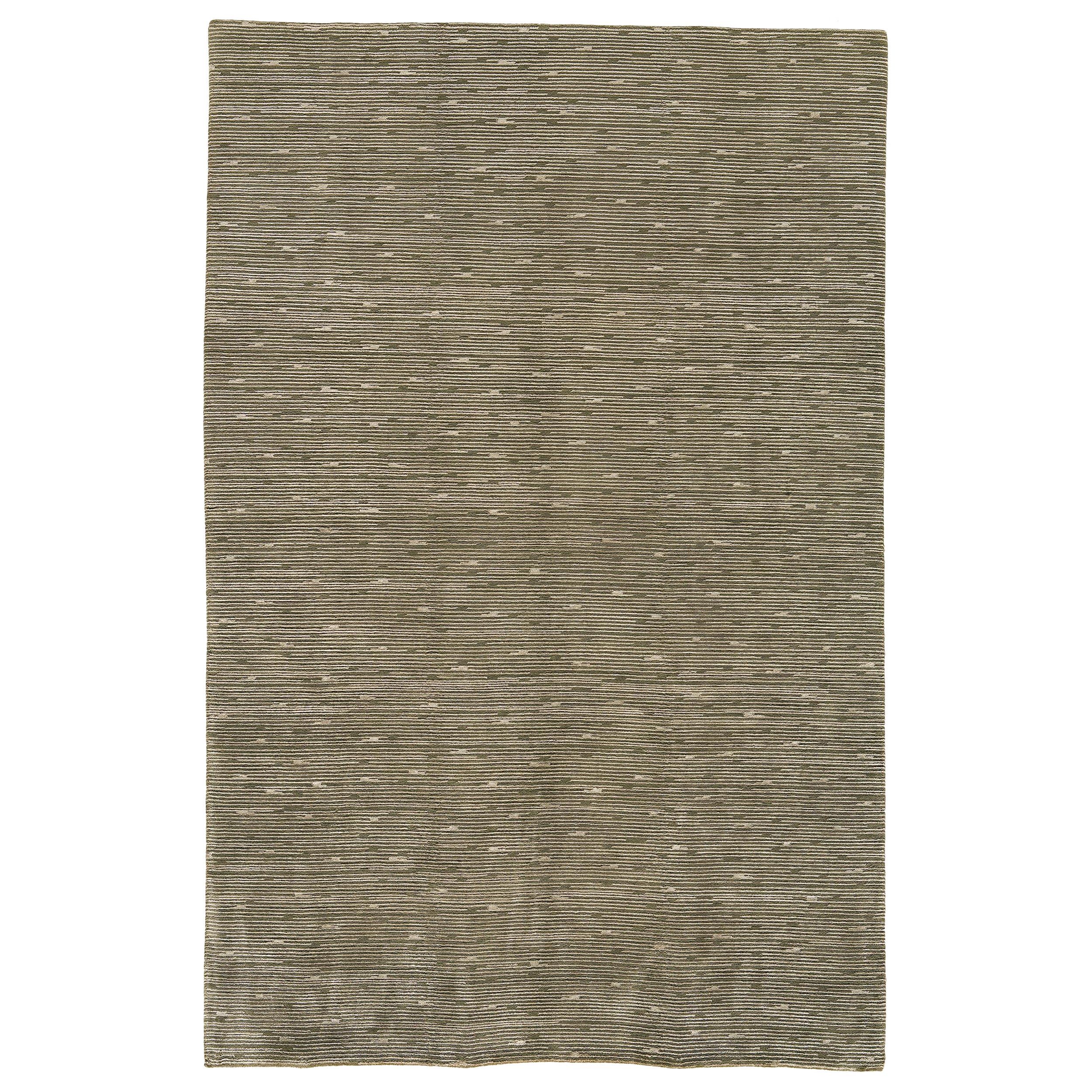 Luxury Modern Hand-Knotted Shimmer Olive 12x15 Rug For Sale