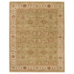 Luxury Traditional Hand-Knotted Oushak Pistachio & Ivory 12x22 Rug