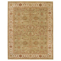 Tapis traditionnel de luxe noué à la main Oushak Pistachio et ivoire 12x22 