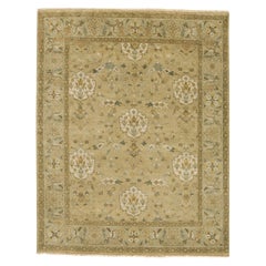 Luxury Traditional Hand-Knotted Shield Beige & Opal 12x22 Rug