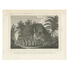 The Ceremonial Offering to Captain Cook in Hawaii, gestochen im Jahr 1778