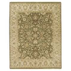 Luxury Traditional Hand-Knotted Tehran Olive & Beige 12x22 Rug