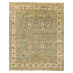 Luxury Traditional Hand-Knotted Vase Aqua & Beige 12x22 Rug
