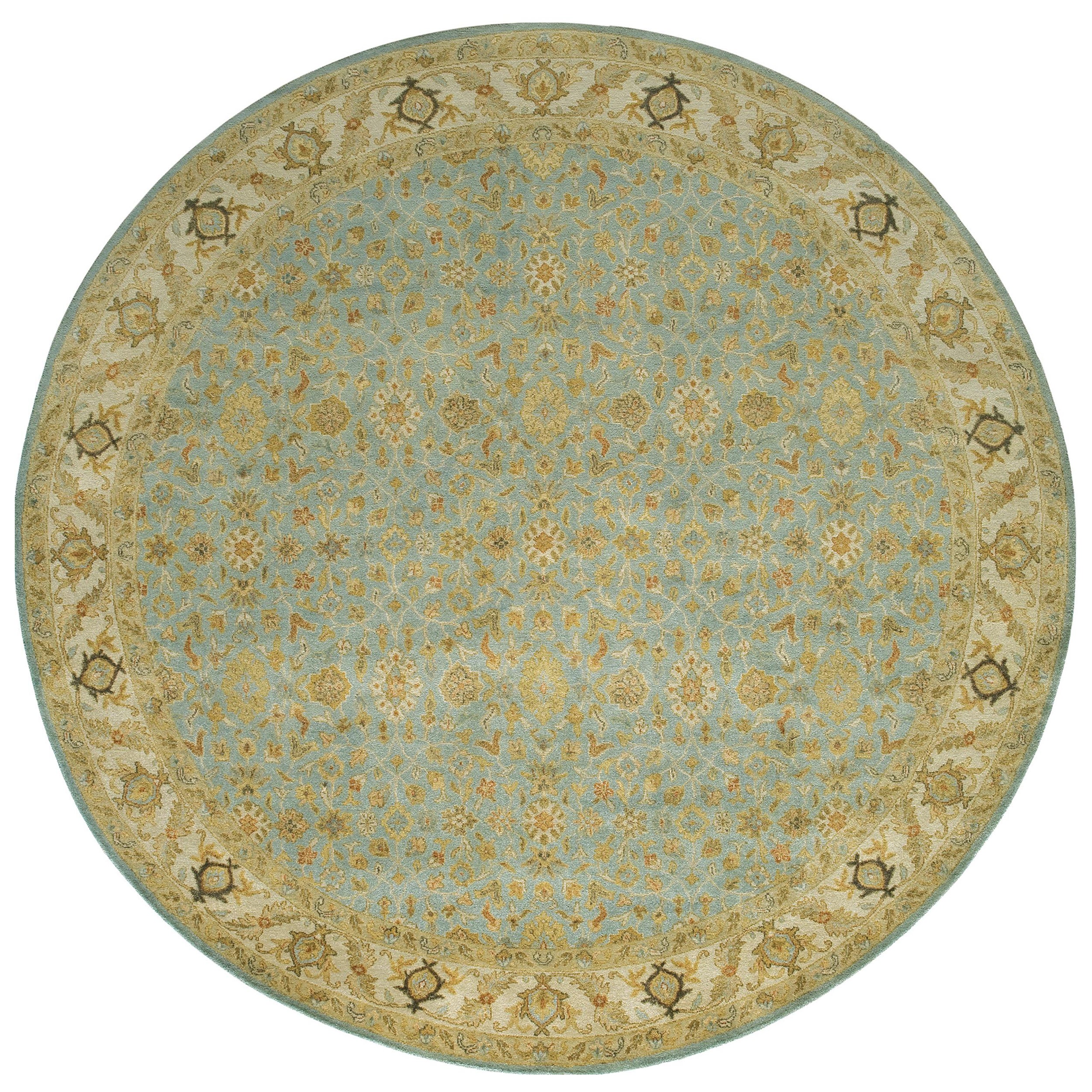 Luxury Traditional Hand-Knotted Yezd Light Blue and Ivory 12x22 Rug For ...