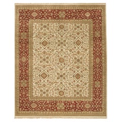 Luxury Traditional Hand-Knotted Ziegler Ivory & Brick 11x19 Rug