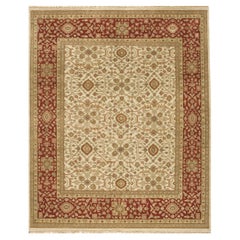 Luxury Traditional Hand-Knotted Ziegler Ivory & Brick 12x22 Rug