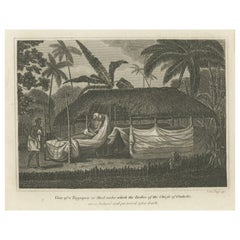 Deuil du chef : gravure du Morai à Otaheite, aujourd'hui appelée Tahiti, 1817 