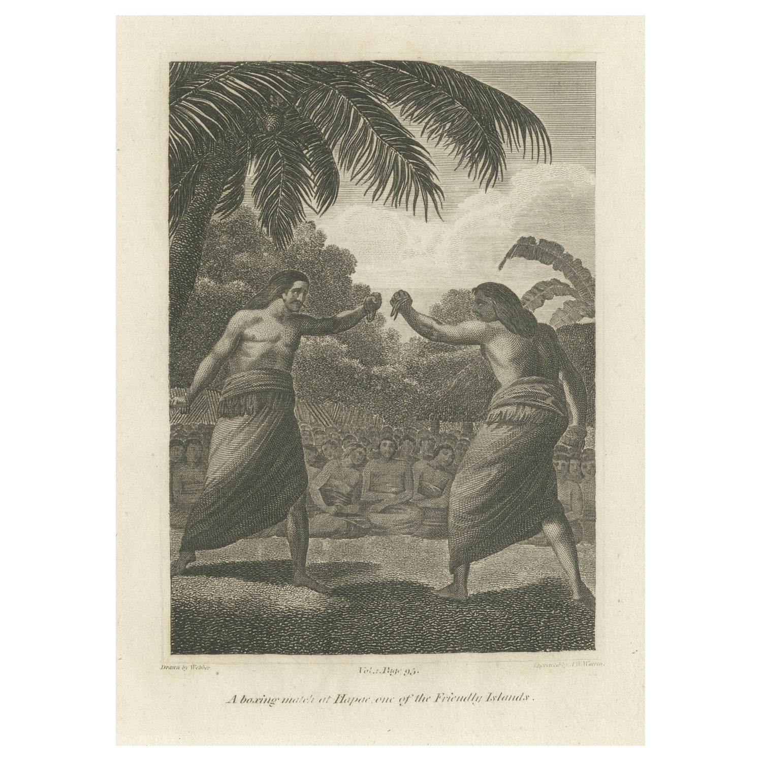 Un incontro di boxe a Hapaee, una delle isole Hawaii, circa 1780