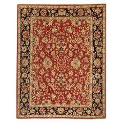 Tapis traditionnel de luxe noué à la main Agra rouge et noir 12X18