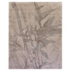 Tapis de luxe moderne noué à la main en bambou gris 12x15