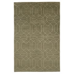 Luxury Modern Hand-Knotted Honeycomb Olive 10x14 Rug