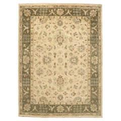 Luxury Traditional Hand-Knotted Kashan Cream& Brown 12x18 Rug