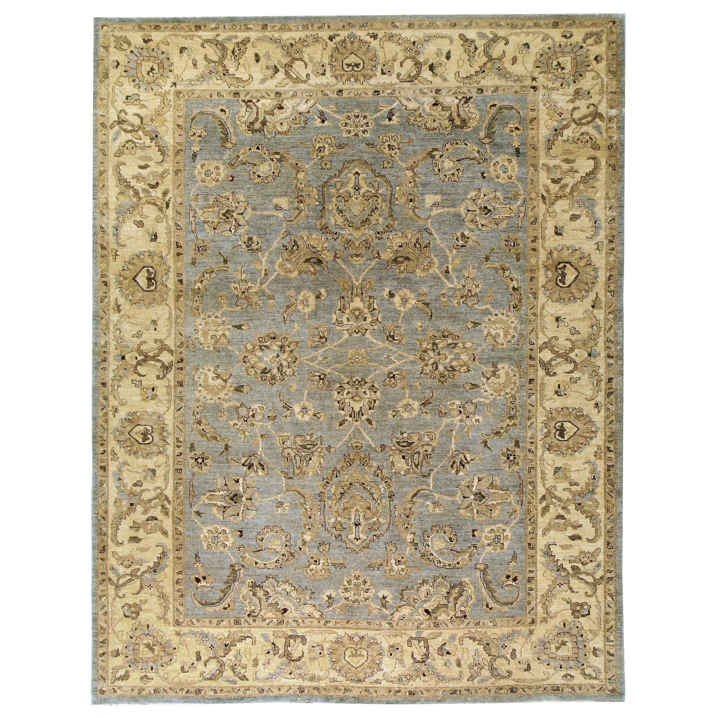 Luxury Traditional Hand-Knotted Mahal Grey & Cream 12X18 Rug For Sale