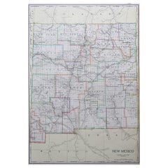 Large Original Vintage Map of New Mexico, Usa, C.1900