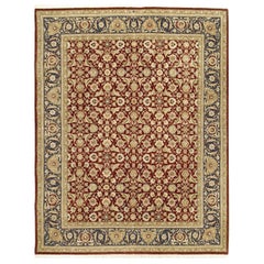 Luxuriöser traditioneller handgeknüpfter Teppich Herati Rot & Marineblau 12x18