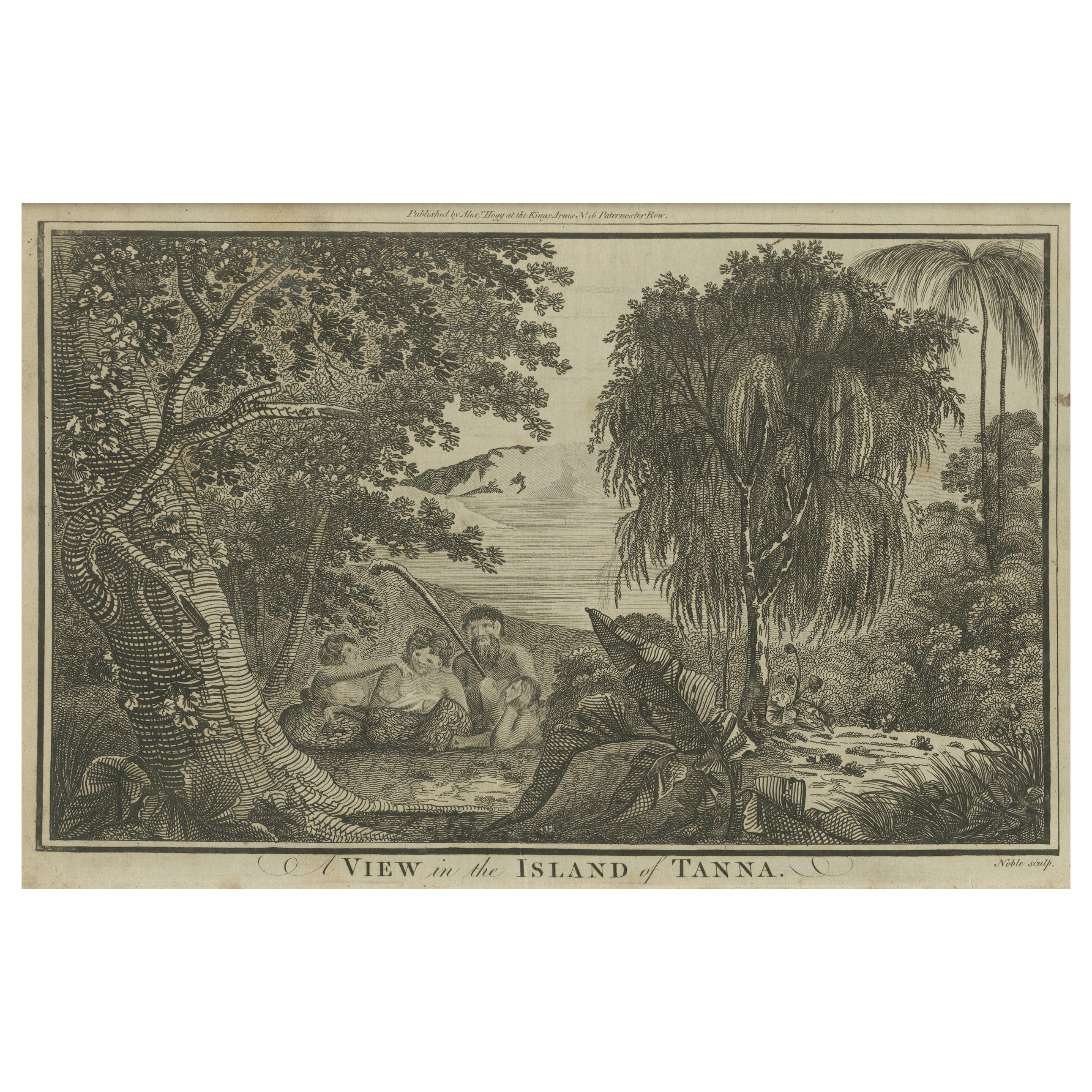 Tranquil Repose in the Tropical Landscape of Vanuatu's Tanna Island, 1794 For Sale