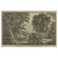 Antique Tranquil Repose in the Tropical Landscape of Vanuatu's Tanna Island, 1794