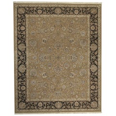 Luxury Traditional Hand-Knotted Kashan Gold & Black 12X18 Rug