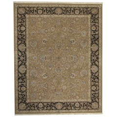 Luxury Traditional Hand-Knotted Kashan Gold & Black 12X18 Rug