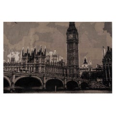 Contemporary Big Ben Design Handwoven Wool Rug by Doris Leslie Blau