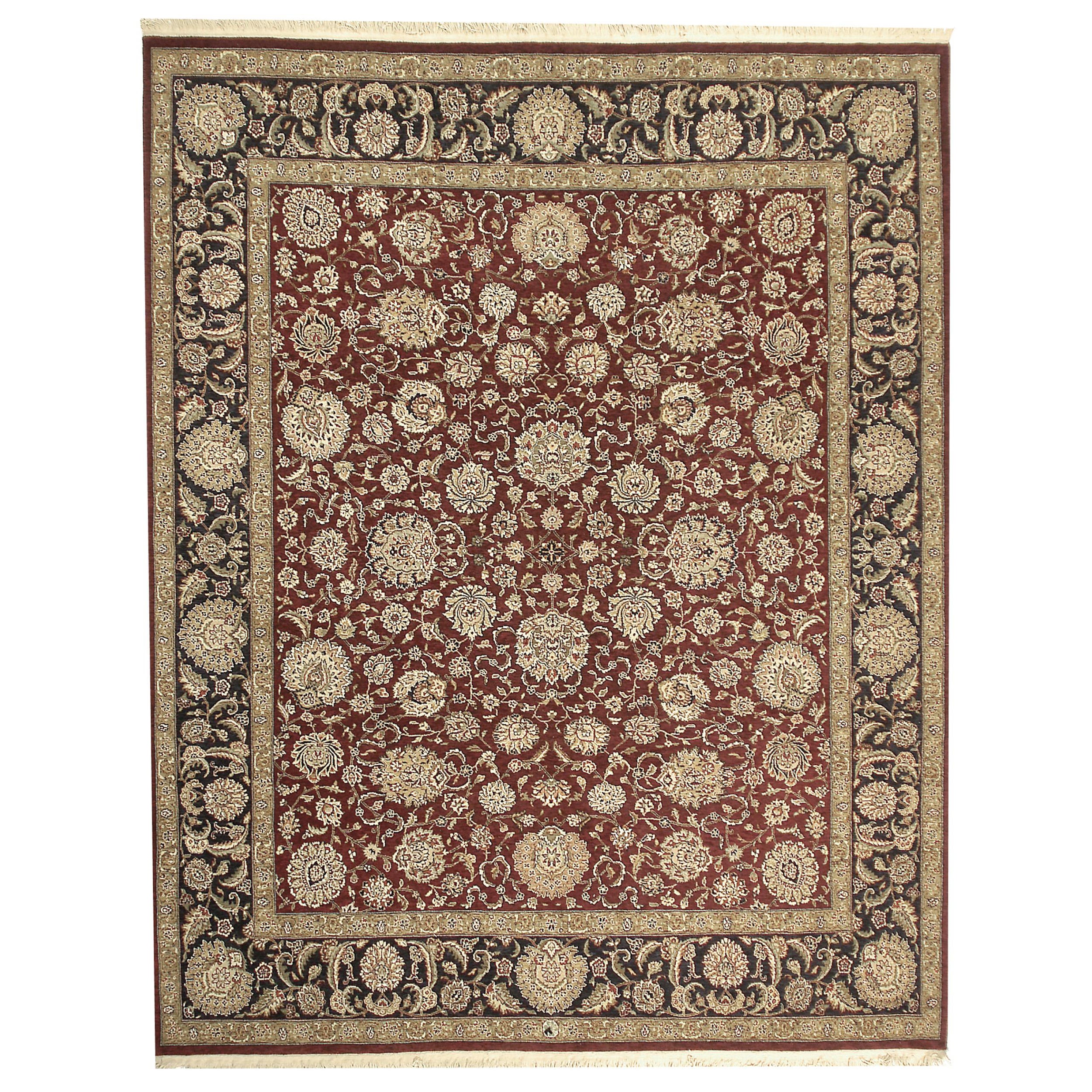 Luxury Traditional Hand-Knotted Kashan Red & Navy 12x15 Rug For Sale