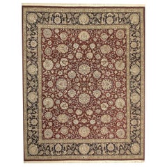 Luxury Traditional Hand-Knotted Kashan Red & Navy 12x15 Rug