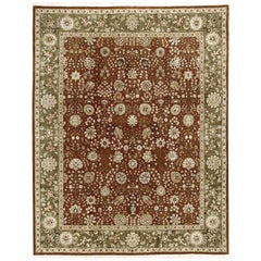 Luxury Traditional Hand-Knotted Tabriz Rust & Sage 12x15 Rug