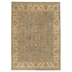 Luxury Traditional Hand-Knotted Kashan Light Blue & Ivory 10x14 Rug