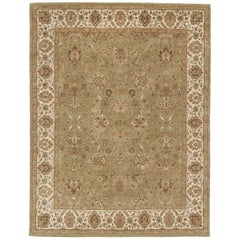 Luxuriöser traditioneller handgeknüpfter Teppich Agra Hellgrün & Elfenbein 12x15