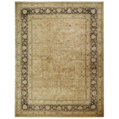 Luxury Traditional Hand-Knotted Ghoum Light Green & Black 10x14 Rug