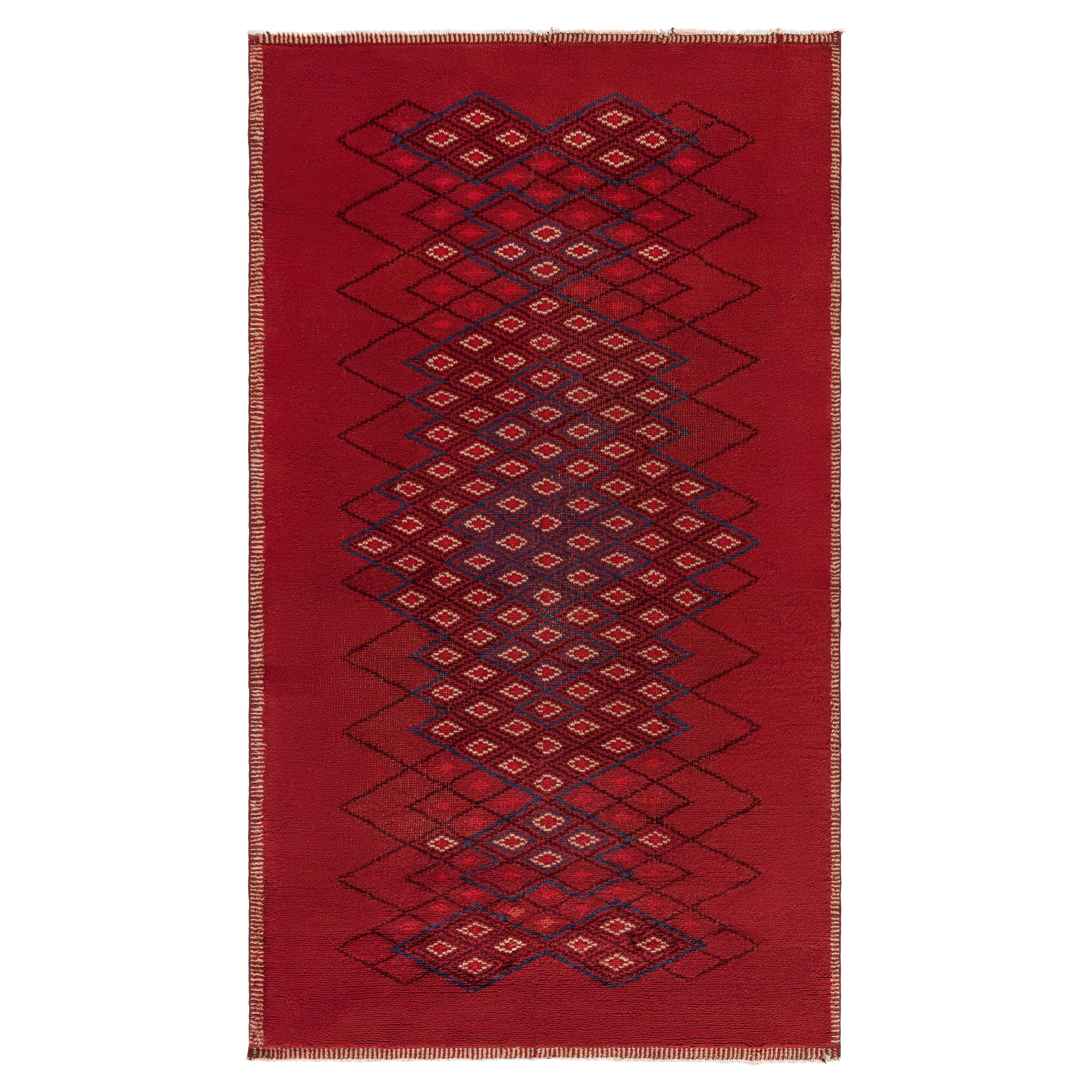 French Art Deco Red Rug by Paule Leleu For Sale