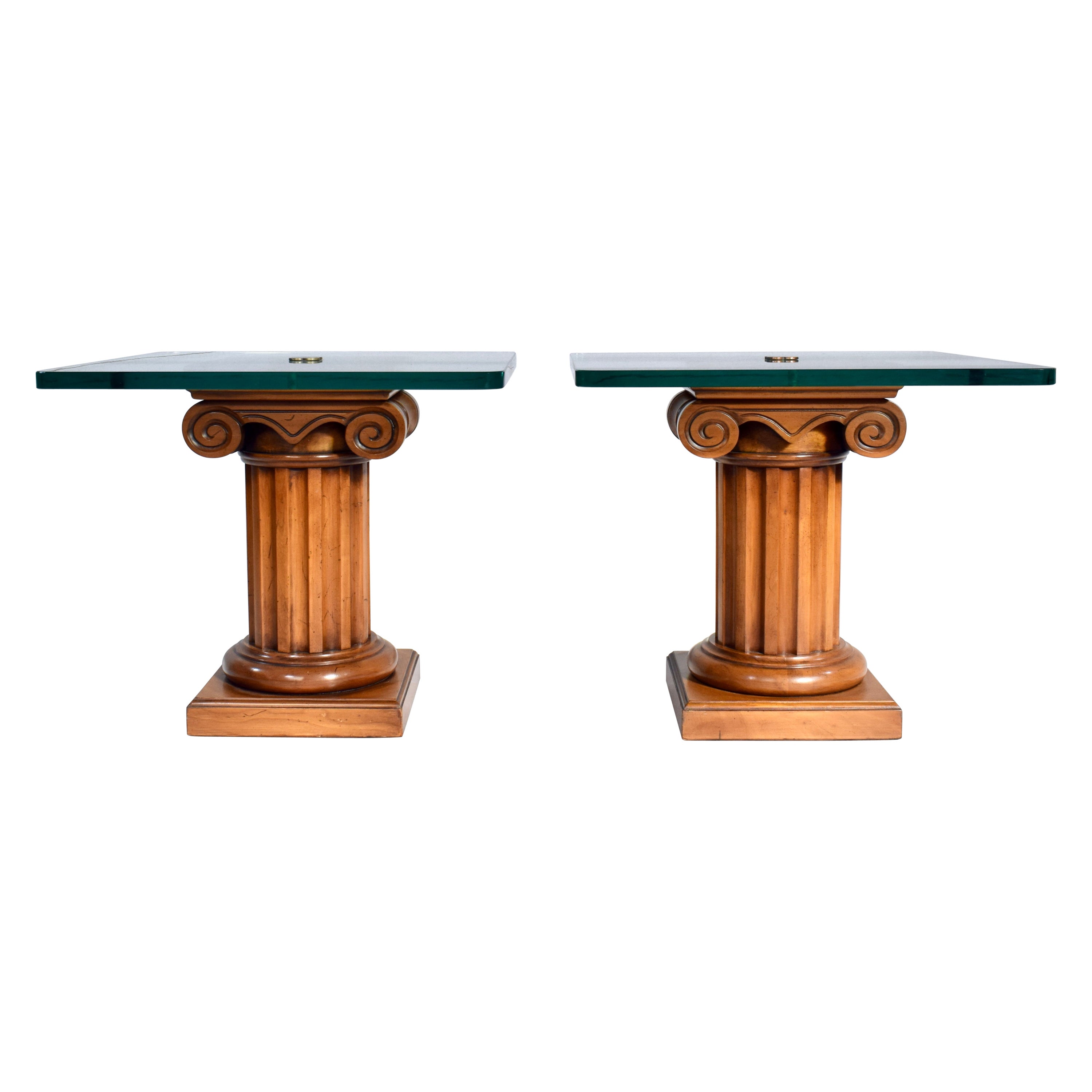 Neoclassical Style Pedestal End Tables by John Stuart For Sale