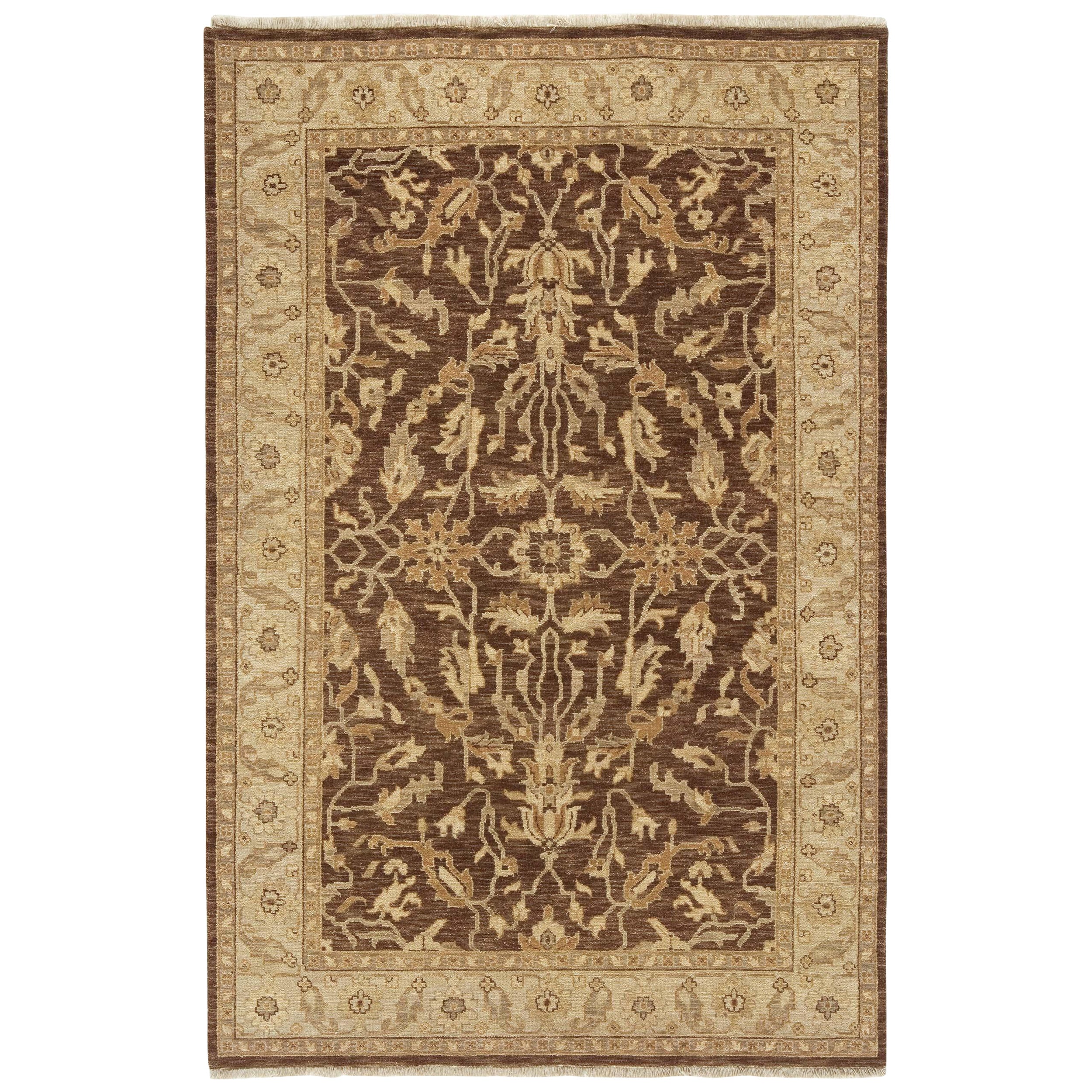 Luxury Traditional Hand-Knotted Oushak Brown & Beige 14x24 Rug For Sale