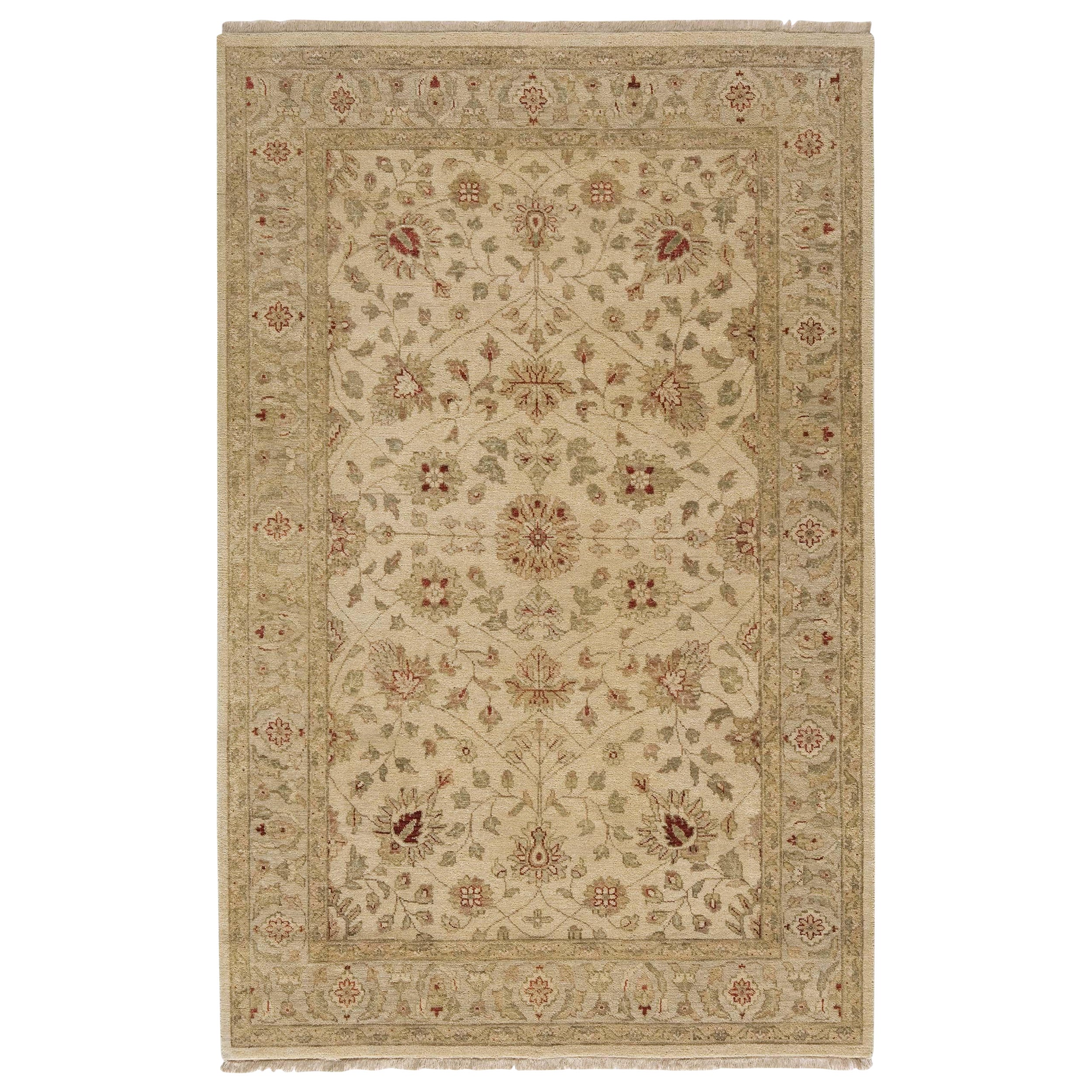 Luxury Traditional Hand-Knotted Tabriz Sand & Beige 12x18 Rug For Sale